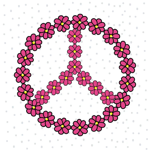 Mignon Emblème Hippie Avec Des Fleurs Dessin Vectoriel Illustration — Image vectorielle