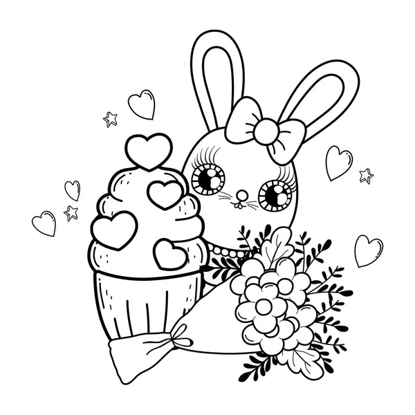 Открытка День Святого Валентина Милым Кроликом Векторная Иллюстрация — стоковый вектор