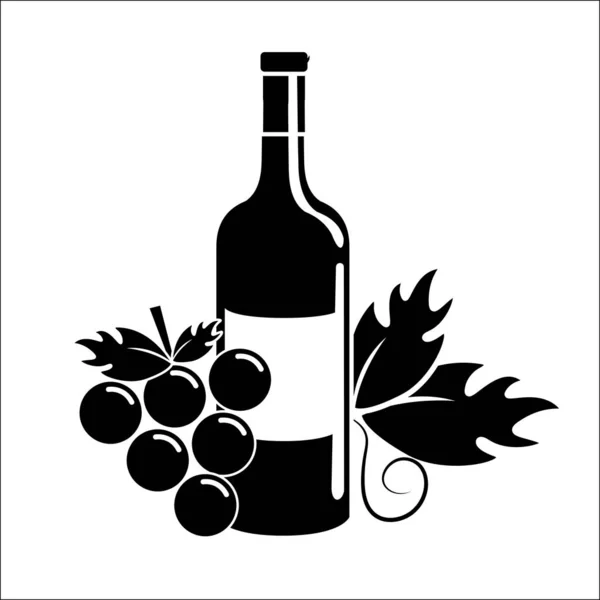 Пляшка Вина Іконою Винограду Векторна Ілюстрація Зображення Дизайну — стоковий вектор