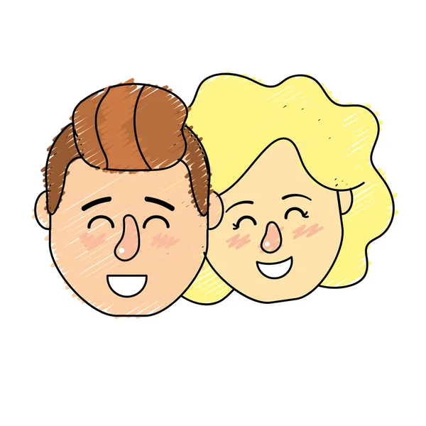 Cabeza Pareja Avatar Con Diseño Peinado Vector Ilustración — Vector de stock