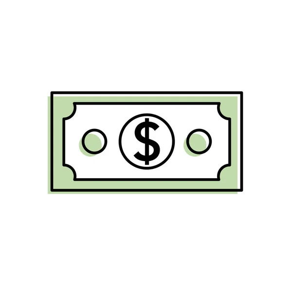 Dollar Billet Argent Comptant Icône Vectoriel Illustration — Image vectorielle