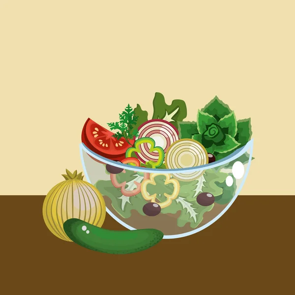 おいしい新鮮な野菜サラダ ベクトル イラスト デザイン — ストックベクタ