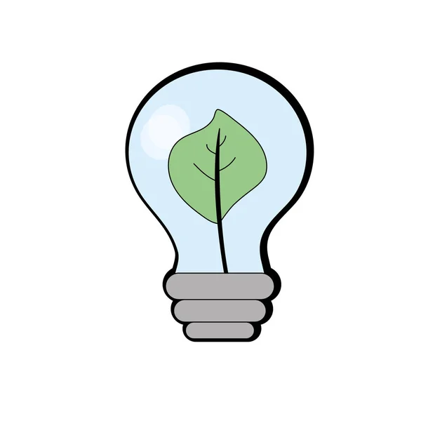 Енергетична Лампа Листом Всередині Догляду Навколишнім Середовищем Векторні Ілюстрації — стоковий вектор