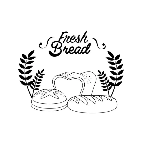 Emblème Boulangerie Pain Frais Avec Branches Illustration Vectorielle — Image vectorielle