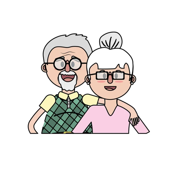 Pareja Edad Con Peinado Gafas Vector Ilustración — Archivo Imágenes Vectoriales