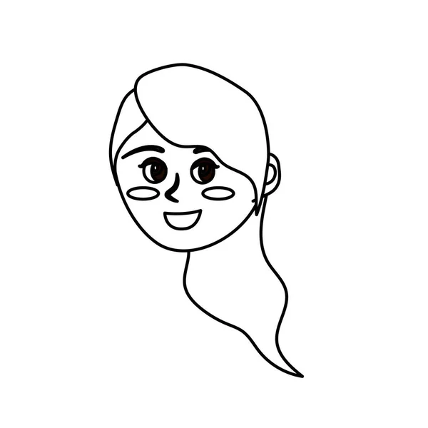 ヘアスタイル デザイン ベクトル図で線アバター幸せな女顔 — ストックベクタ