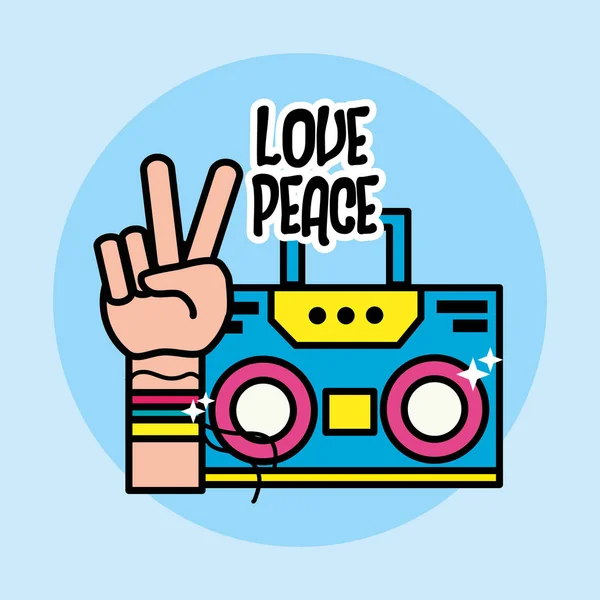 Słodkie Radio Ręka Symbol Pokoju Miłości Ilustracji Wektorowych — Wektor stockowy