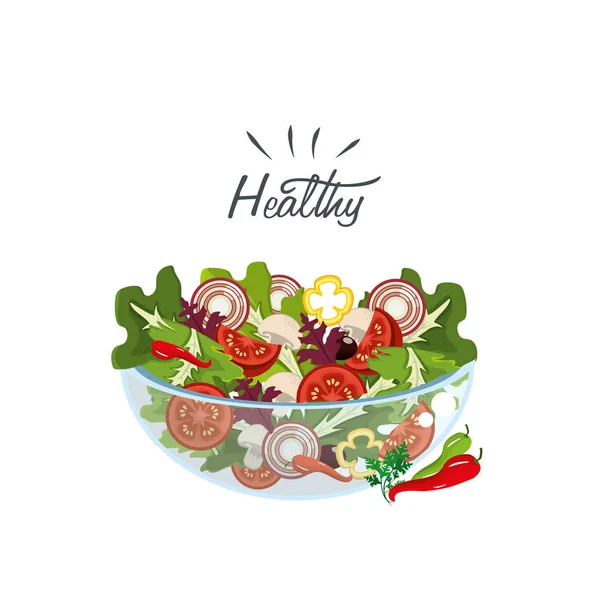 Deliciosa Salada Legumes Frescos Design Ilustração Vetorial —  Vetores de Stock