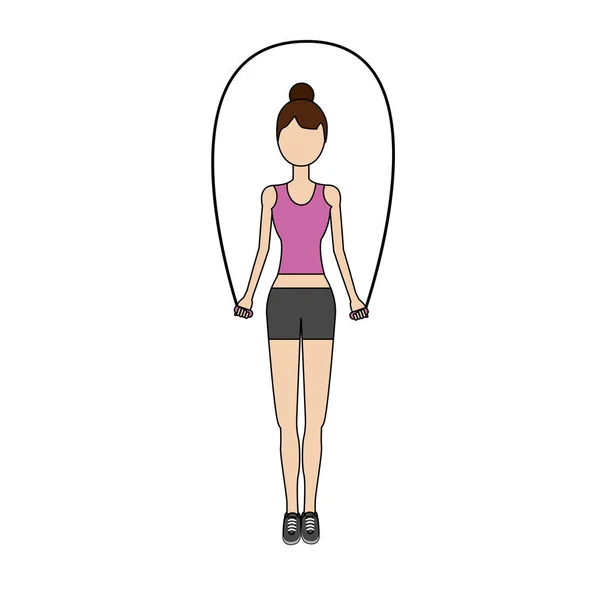Femme Sautant Pour Faire Exercice Illustration Vectorielle — Image vectorielle