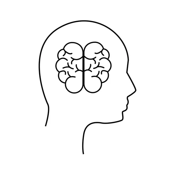 Santé Mentale Silhouette Personne Avec Cerveau Illustration Vectorielle — Image vectorielle