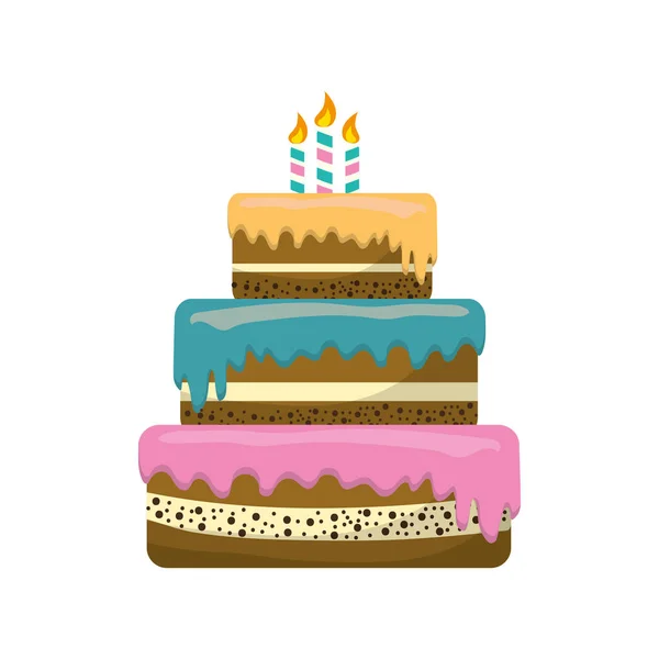 Delicious Pastel Candles Happy Birthday Vector Illustration — Stock Vector