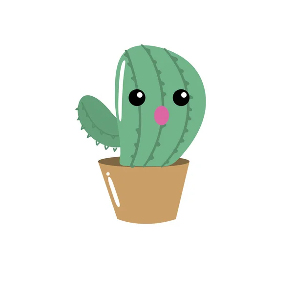 Kawaii Cute Funny Cactus Plant Vektor Illustration — Stockvektor
