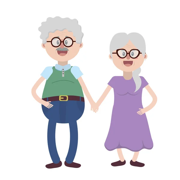 Old Couple Hairstyle Glasses Vector Illustration — Stock Vector