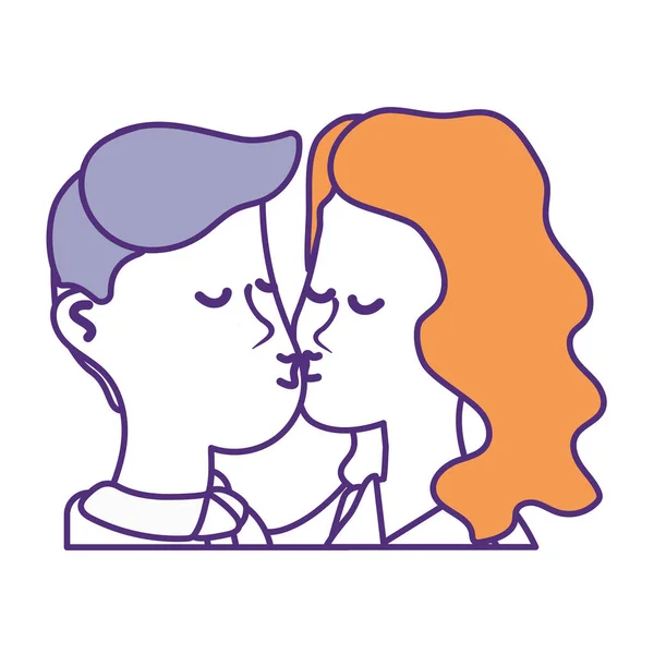 Cute Couple Kissing Romantic Scene Vector Illustration — Stock Vector