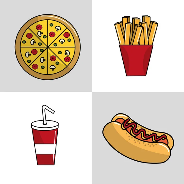 Ícone Fundo Fast Food Design Ilustração Vetorial — Vetor de Stock