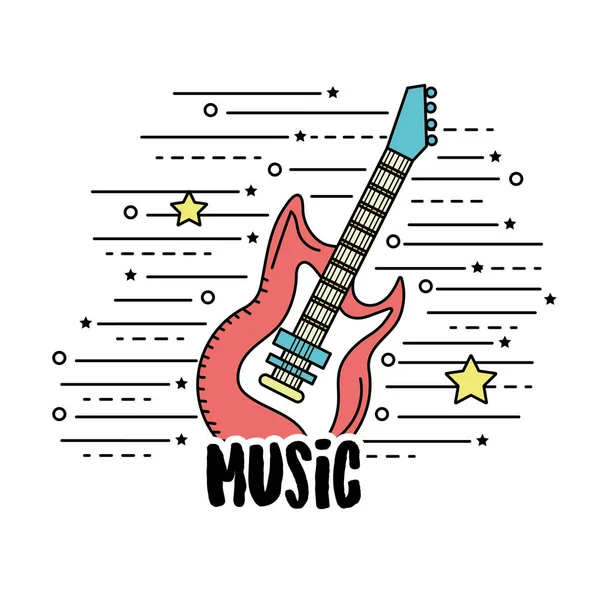 Electric Guitar Musical Instrument Play Music Vector Illustration — Stock Vector