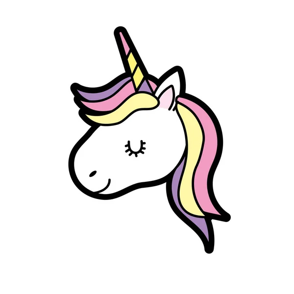 Cute Unicorn Head Horn Hairstyle Vector Illustration — Stock Vector