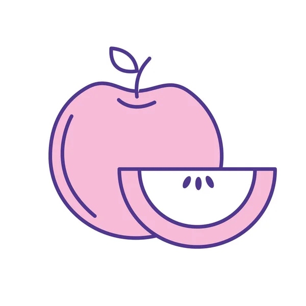 Délicieuse Pomme Avec Tranche Illustration Vectorielle Aliments Exotiques — Image vectorielle