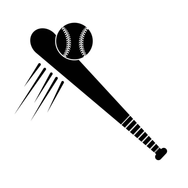 Beisebol Contorno Com Ícone Bastão Bola Imagem Design Ilustração Vetorial — Vetor de Stock