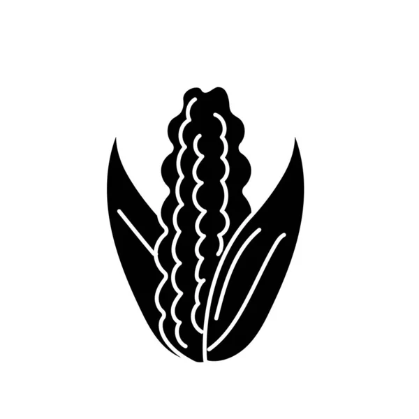 Контур Вкусный Здоровый Початок Кукурузы Векторной Иллюстрации — стоковый вектор