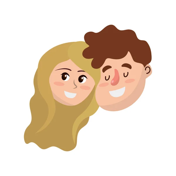 Lyckligt Par Ansikte Med Frisyr Design Vektorillustration — Stock vektor