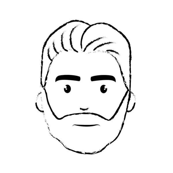 Figure Nice Face Man Beard Hairstyle Vector Illustration — Stockový vektor
