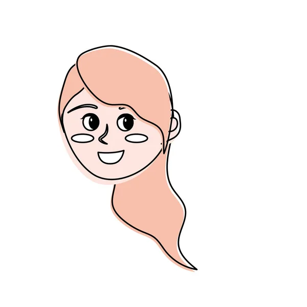 Avatar Cara Mujer Feliz Con Diseño Peinado Vector Ilustración — Vector de stock