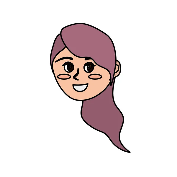 Avatar Feliz Mulher Rosto Com Penteado Design Vetor Ilustração — Vetor de Stock