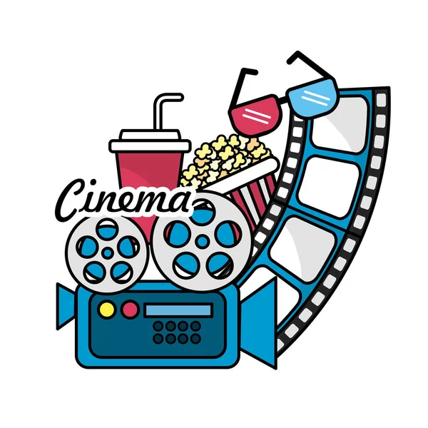 Cinematografía Con Herramientas Cortometraje Ilustración Vectorial — Vector de stock