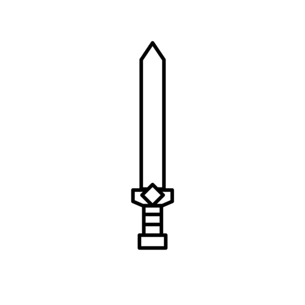 Linie Videospiel Schwert Mittelalterliche Waffe Schutz Vektor Illustration — Stockvektor