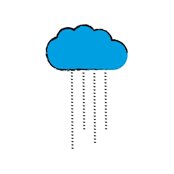 Blue Cloud Weather Line Icon Isolated Vector Illustration — Stock Vector