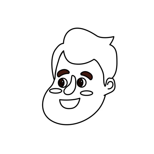 Linha Avatar Cara Homem Feliz Com Penteado Design Vetor Ilustração —  Vetores de Stock