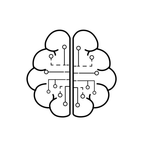 Anatomie Mozku Obvody Digitální Připojení Vektorové Ilustrace Linky — Stockový vektor