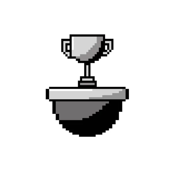 Coupe Trophée Contour Dans Illustration Vectorielle Jeu Plateforme — Image vectorielle