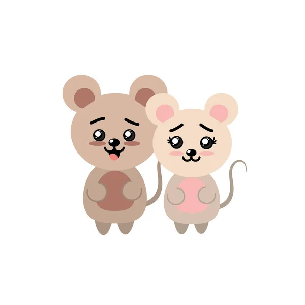 Cute Couple Wild Animal Beautiful Expression Vector Illustration — Stock Vector