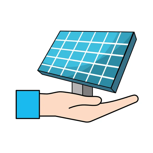 Hand Solar Energy Element Reuse Energy Vector Illustration — Stock Vector