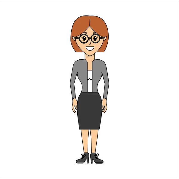 Personnes Femme Avec Tissu Décontracté Lunettes Icône Avatar Illustration Vectorielle — Image vectorielle