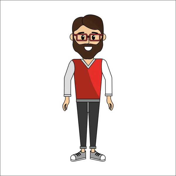 Personas Hombre Con Tela Casual Gafas Avatar Icono Imagen Ilustración — Vector de stock