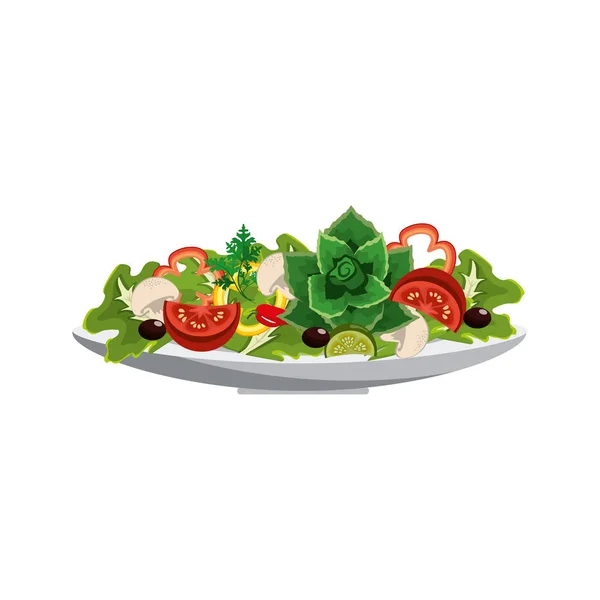 おいしい新鮮な臓器サラダ ボウル ベクトル イラスト — ストックベクタ