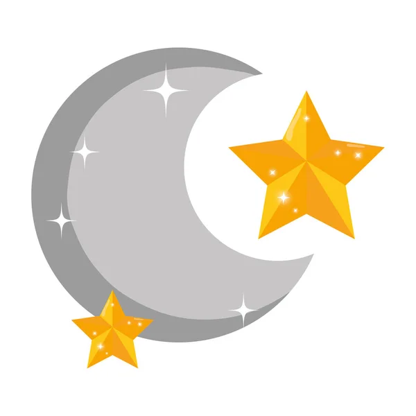Moon Med Stjärnor Ikoner Vektor Illustration Design — Stock vektor