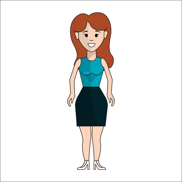 Personnes Femme Avec Icône Avatar Tissu Décontracté Illustration Vectorielle — Image vectorielle