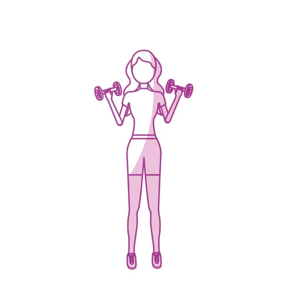 Silhueta Mulher Com Haltere Para Fazer Exercício Vetor Ilustração —  Vetores de Stock