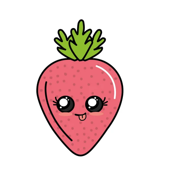 Kawaii Bonito Concurso Morango Fruta Vetor Ilustração — Vetor de Stock