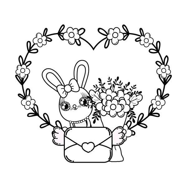 Открытка День Святого Валентина Милым Кроликом Векторная Иллюстрация — стоковый вектор