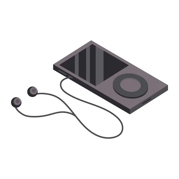 Tecnología Mp3 Con Auriculares Para Escuchar Ilustración Del Vector Música — Vector de stock