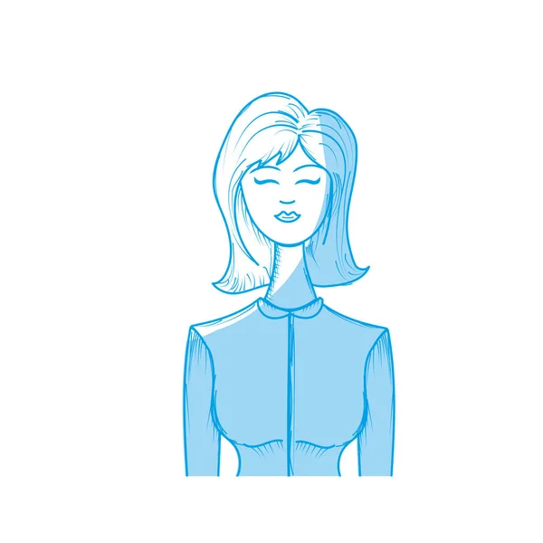 Silueta Mujer Linda Con Peinado Blusa Casual Ilustración Vectorial — Archivo Imágenes Vectoriales