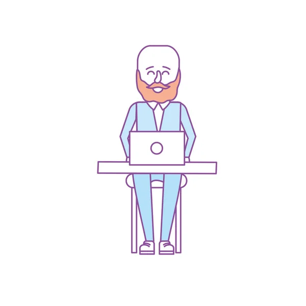 Professioneller Geschäftsmann Mit Laptop Und Corporate Job Vektor Illustration — Stockvektor
