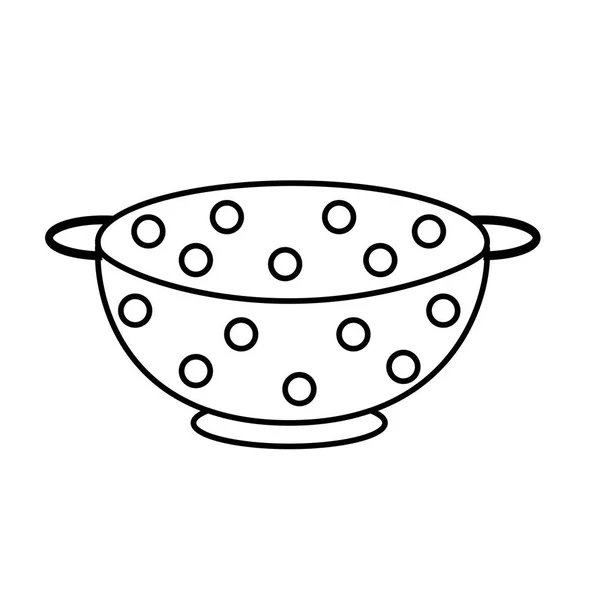 Line Colander Kitchen Utensil Object Cuisine Vector Illustration — Stock Vector