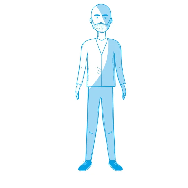 Silueta Pohledný Muž Plnovousem Elegantní Oblečení Vektorové Ilustrace — Stockový vektor