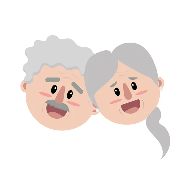 Old Couple Face Hairstyle Vector Illustration — Stock Vector